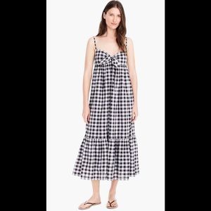 J. Crew Beach Dress with Tie-Front in Oversized Gingham